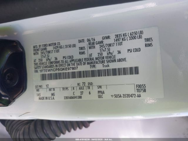 1FTEW1CP5GKE97807 Ford F-150 Xlt