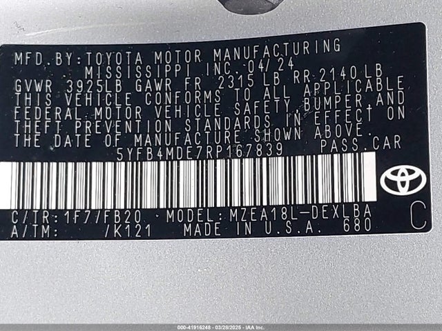 Toyota COROLLA LE 2024 5YFB4MDE7RP167839 Image 9