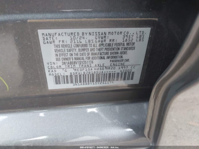 3N1AB8BV1SY251174 Nissan SENTRA S