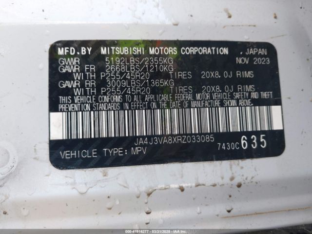 JA4J3VA8XRZ033085 Mitsubishi Outlander Se Black Edition