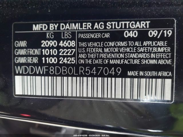 WDDWF8DB0LR547049 Mercedes-Benz C 300