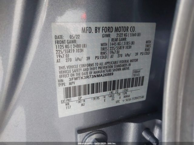3FMTK3R73NMA26889 Ford Mustang Mach-e Premium