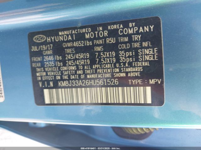 KM8J33A26HU561526 Hyundai Tucson Value