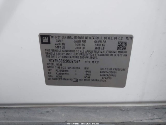 2013 CADILLAC SRX 3GYFNCE32DS527577 Photo 8