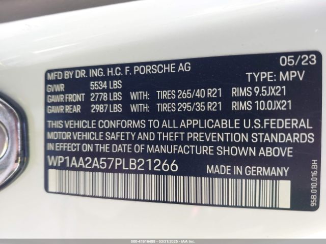 WP1AA2A57PLB21266 Porsche Macan T