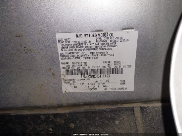 1FAHP2F8XHG111753 Ford Taurus Limited