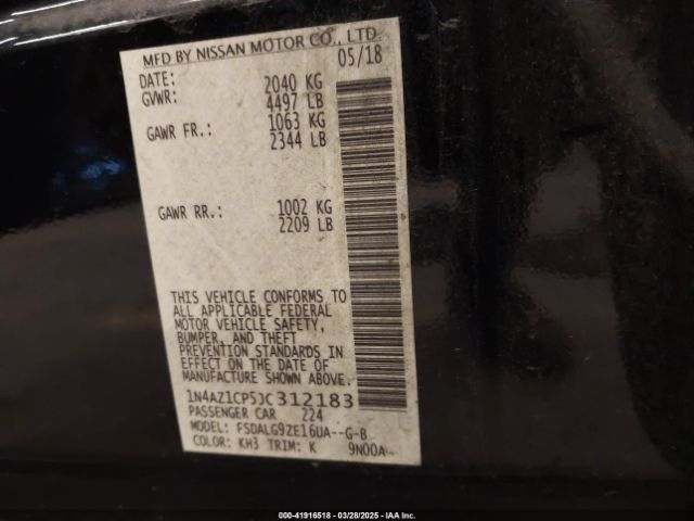 1N4AZ1CP5JC312183 Nissan Leaf