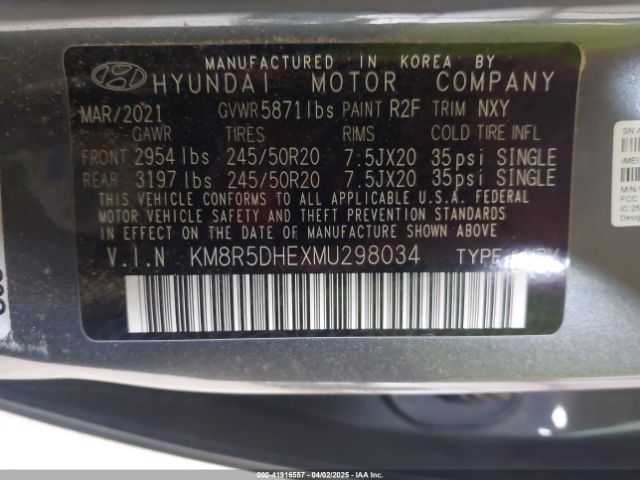 KM8R5DHEXMU298034 Hyundai Palisade Limited