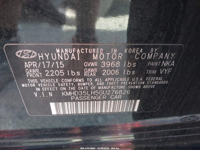 KMHD35LH5GU276826 Hyundai ELANTRA GT