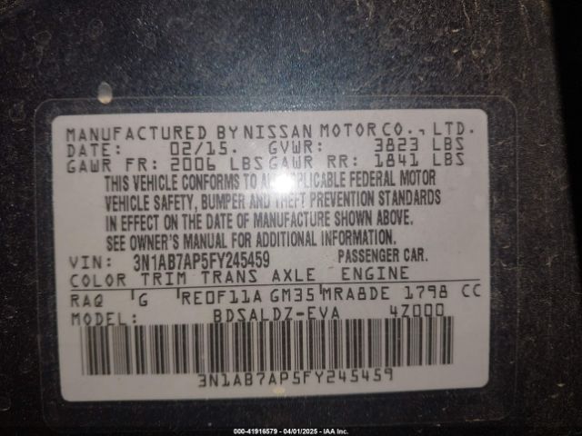 3N1AB7AP5FY245459 Nissan 2015
