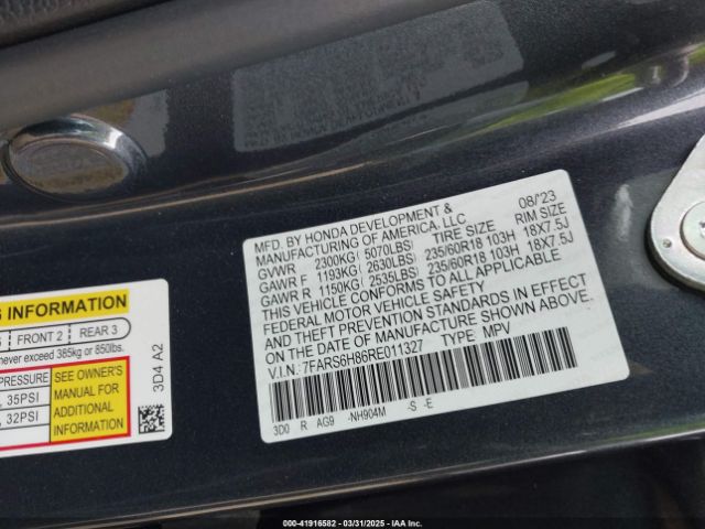 7FARS6H86RE011327 Honda Cr-v Hybrid Sport-l
