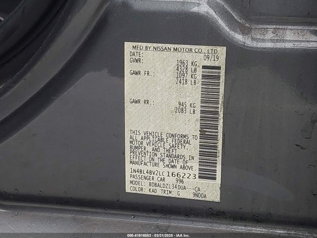 Nissan 2020 2020 1N4BL4BV2LC166223 Image 9