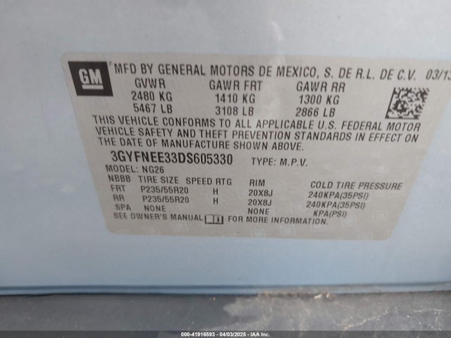 2013 CADILLAC SRX 3GYFNEE33DS605330 Photo 8