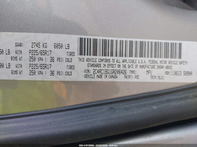 2C4RC1BG1GR206426 Chrysler Town & Country Touring