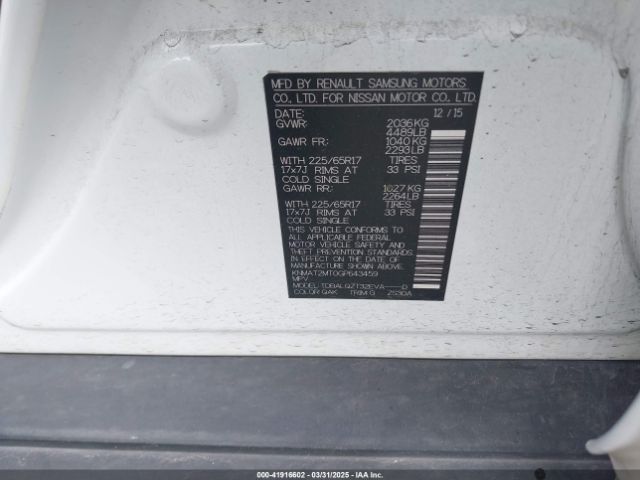 KNMAT2MT0GP643459 Nissan ROGUE SV