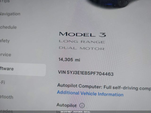 5YJ3E1EB5PF704463 Tesla Model 3 Long Range Dual Motor All-wheel Drive