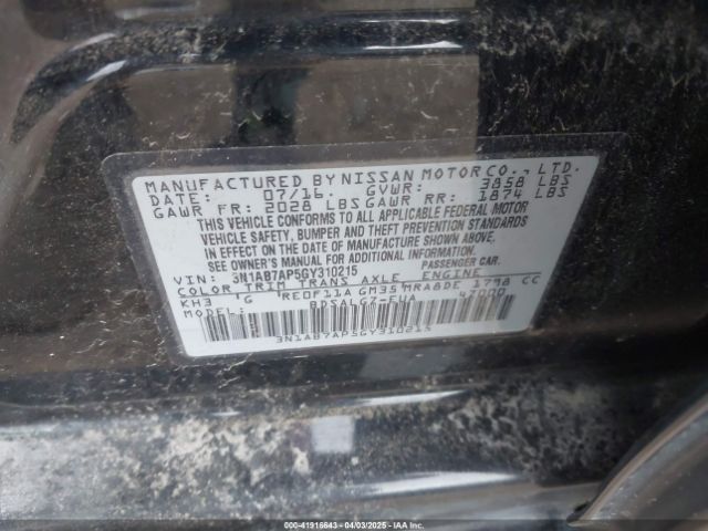 3N1AB7AP5GY310215 Nissan SENTRA SL