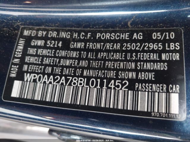 2011 PORSCHE PANAMERA WP0AA2A78BL011452 Photo 8