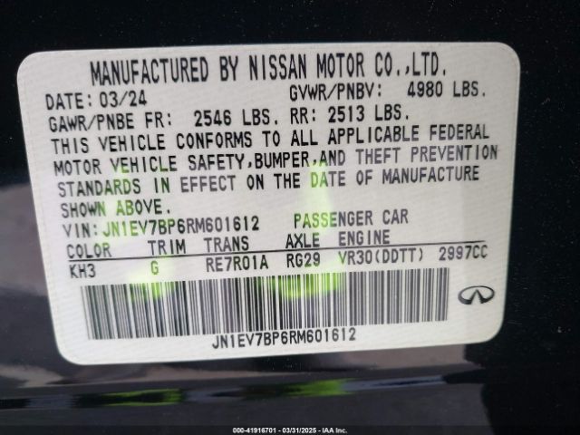JN1EV7BP6RM601612 Infiniti Q50 LUXE