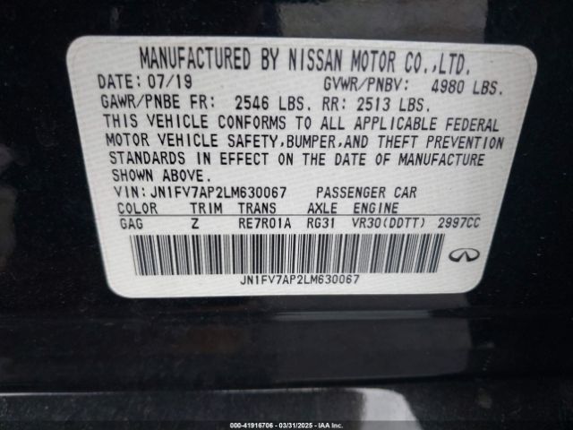 JN1FV7AP2LM630067 Infiniti Q50 Red Sport 400
