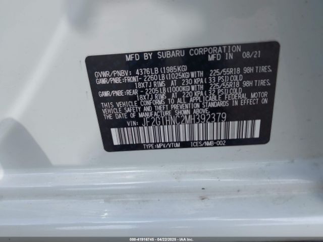 JF2GTHNC2MH392379 Subaru Crosstrek Limited