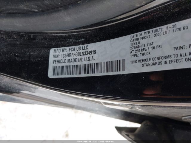 1C6RRFFG0LN334919 RAM 1500 Big Horn  4x4 5'7 Box