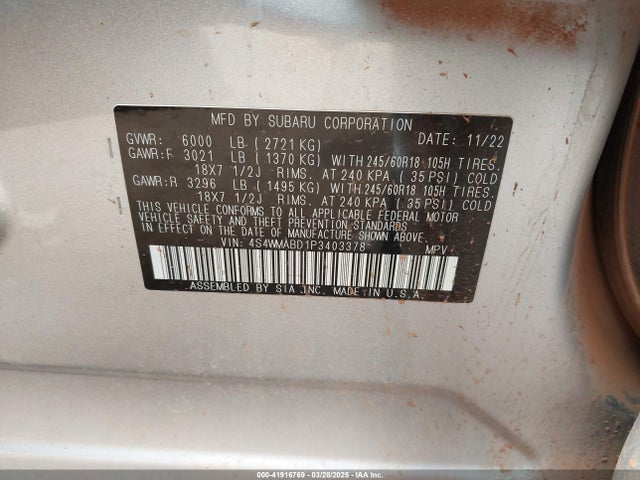 4S4WMABD1P3403378 Subaru Ascent Premium 8-passenger