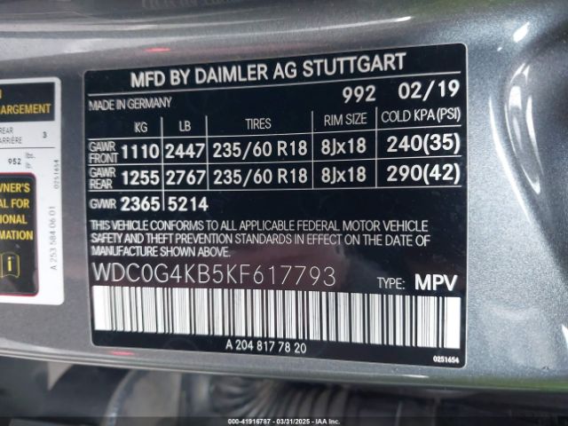 WDC0G4KB5KF617793 Mercedes-Benz Glc 300 4matic