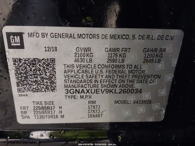 3GNAXUEV9KL260034 Chevrolet EQUINOX LT