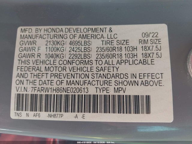 2022 HONDA CR-V 7FARW1H86NE020613 Photo 8