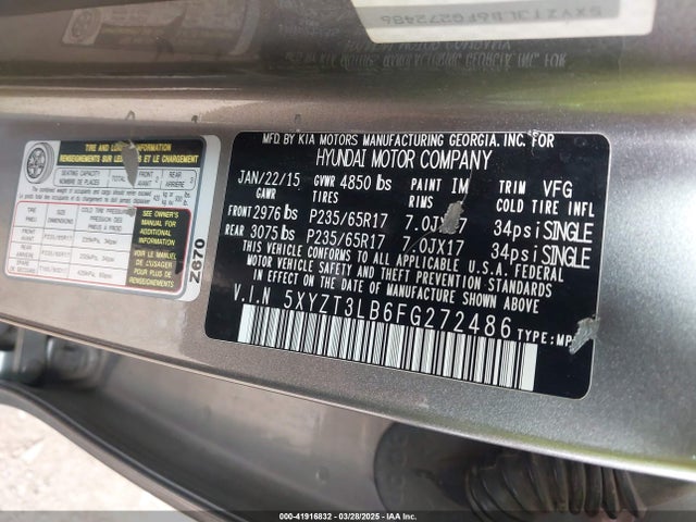 5XYZT3LB6FG272486 Hyundai Santa Fe Sport 2.4l