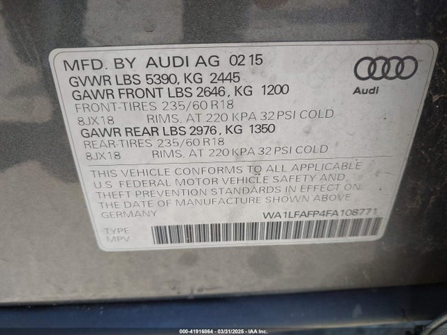 2015 AUDI Q5 WA1LFAFP4FA108771 Photo 8
