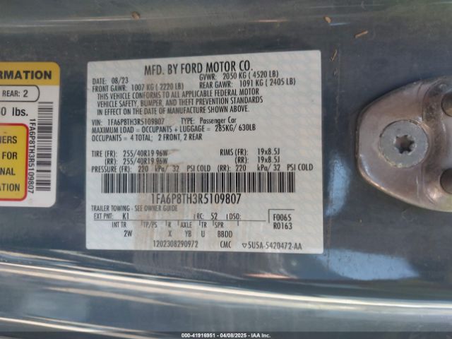 1FA6P8TH3R5109807 Ford Mustang Ecoboost Fastback