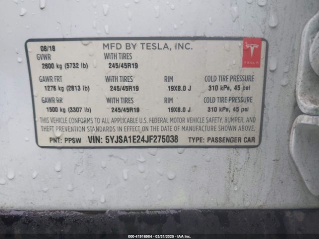 5YJSA1E24JF275038 Tesla Model S 100d/75d/p100d
