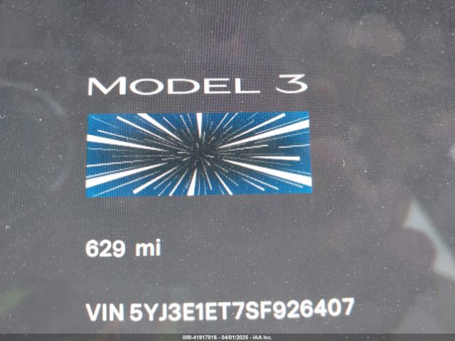 5YJ3E1ET7SF926407 Tesla MODEL 3