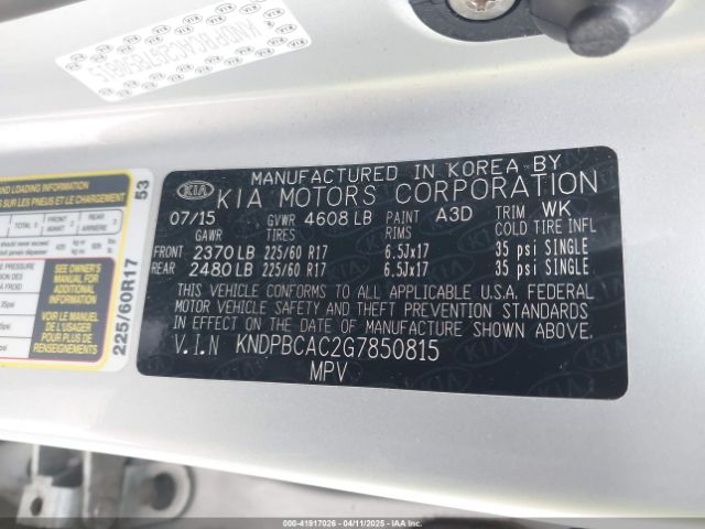 KNDPBCAC2G7850815 KIA Sportage Lx