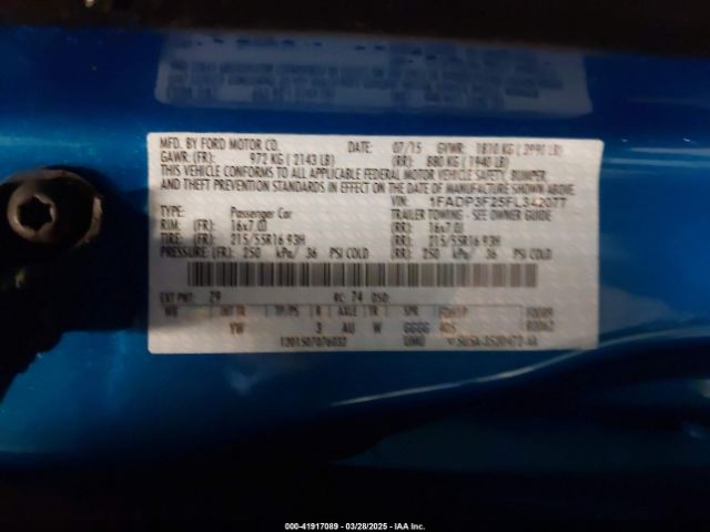 1FADP3F25FL342077 Ford FOCUS SE