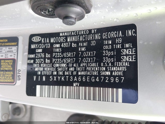 5XYKT3A66EG472967 KIA SORENTO LX