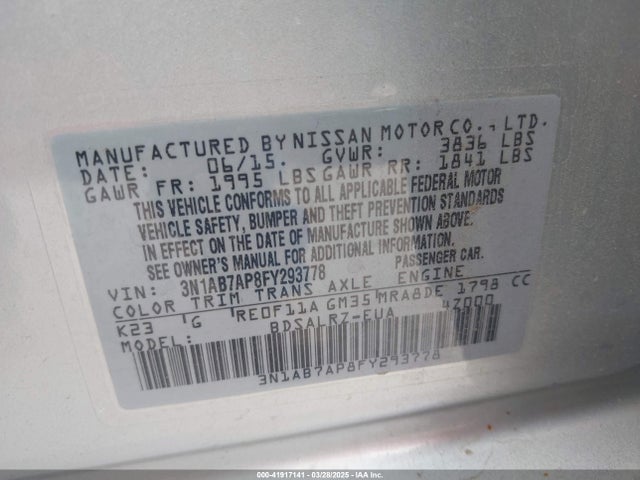 3N1AB7AP8FY293778 Nissan SENTRA SR
