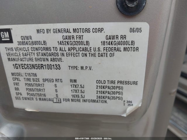 2006 CADILLAC ESCALADE 1GYEC63N56R100133 Photo 8
