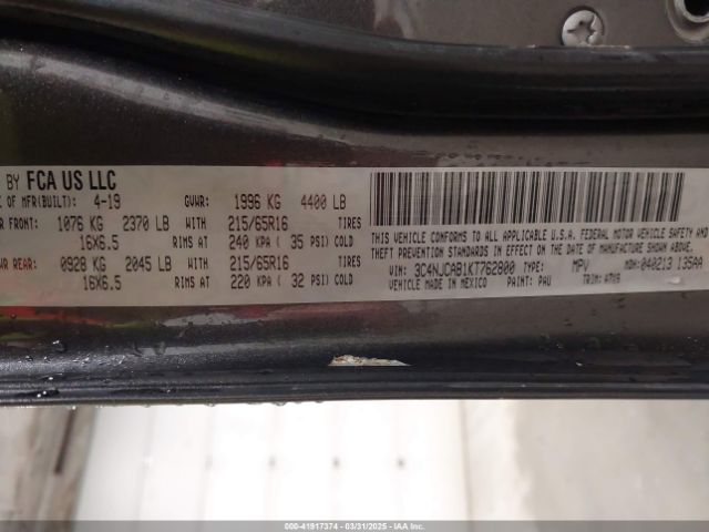 3C4NJCAB1KT762800 Jeep Compass Sport Fwd