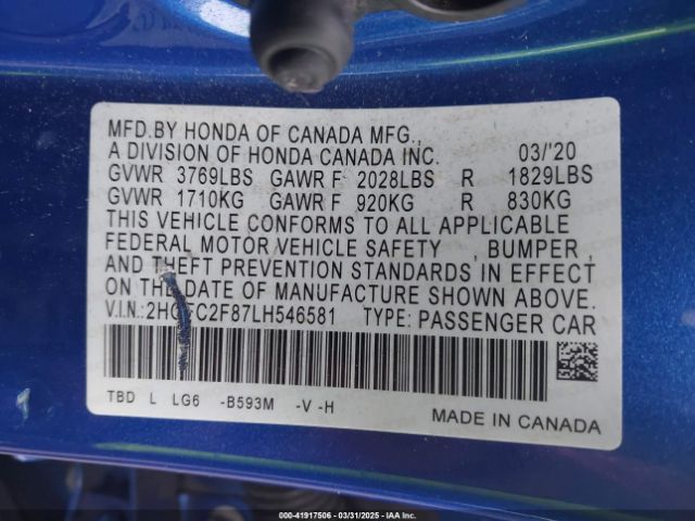 2HGFC2F87LH546581 Honda Civic Sport
