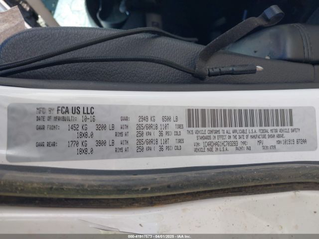 1C4RDHAG1HC703283 Dodge Durango Sxt Rwd