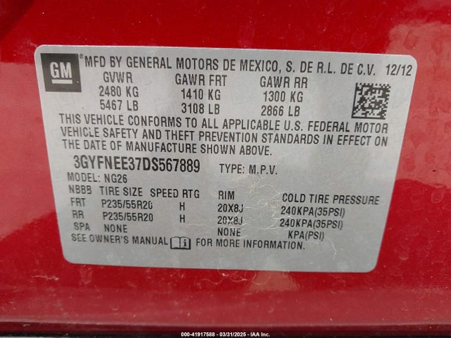 2013 CADILLAC SRX 3GYFNEE37DS567889 Photo 8