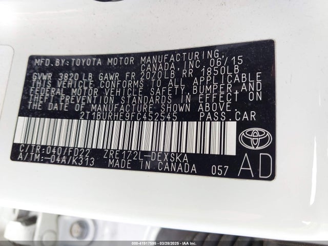 Toyota Corolla S Plus 2015 2T1BURHE9FC452545 Image 9