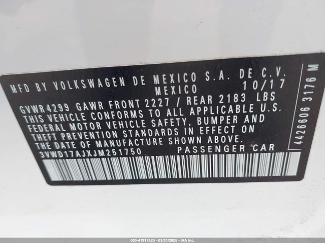 3VWD17AJXJM251750 Volkswagen Jetta 1.8t Se Sport