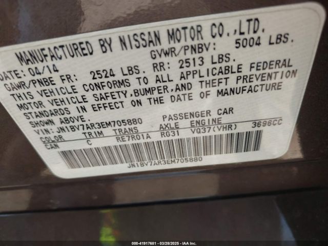 JN1BV7AR3EM705880 Infiniti Q50 Premium