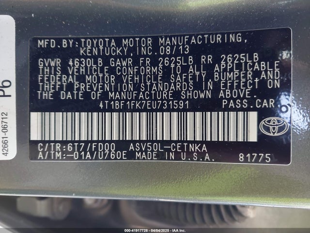4T1BF1FK7EU731591 Toyota CAMRY LE