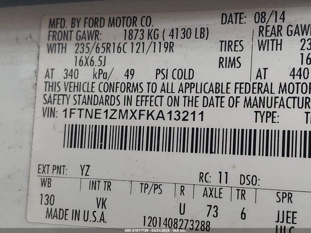 1FTNE1ZMXFKA13211 Ford Transit-150