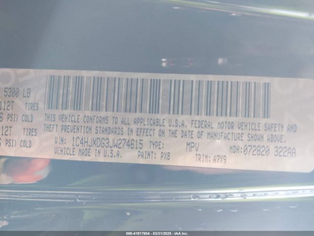 1C4HJXDG3JW274615 Jeep Wrangler Unlimited Sport S 4x4